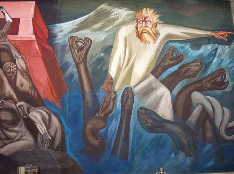 Jose Clemente Orozco Departure of Quetzalcoatl, Dartmouth mural oil painting image